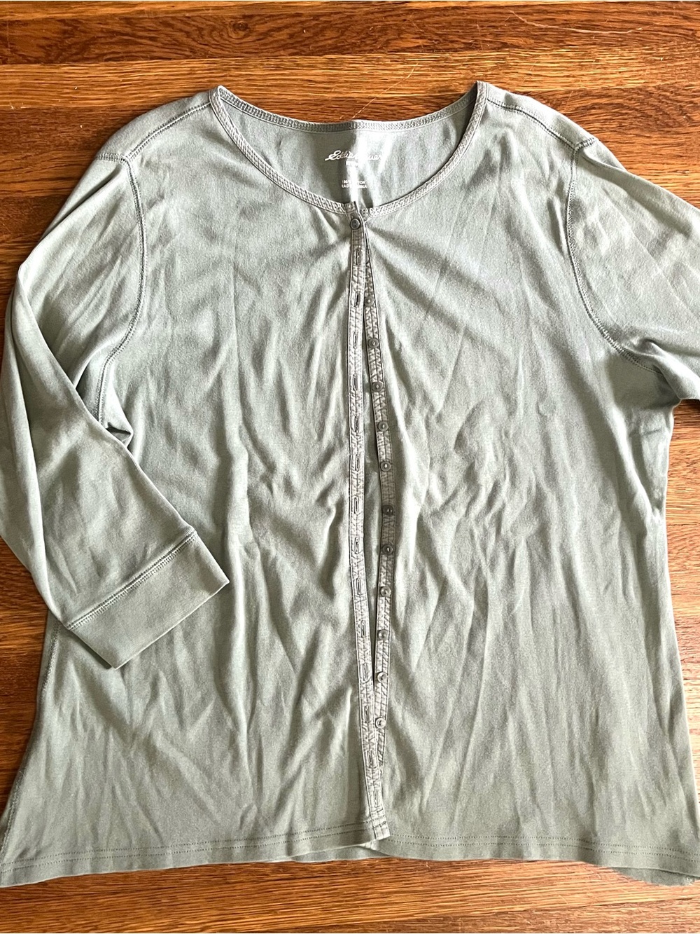 Y2k Eddie Bauer XL button up Henley knit top cardigan sage green earthy granola